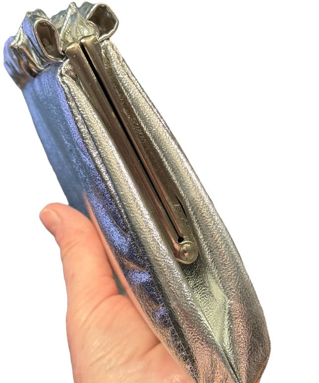 Elegant Vintage Silver Metalic Clutch Wristlet Party