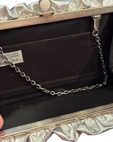 Elegant Vintage Silver Metalic Clutch Wristlet Party