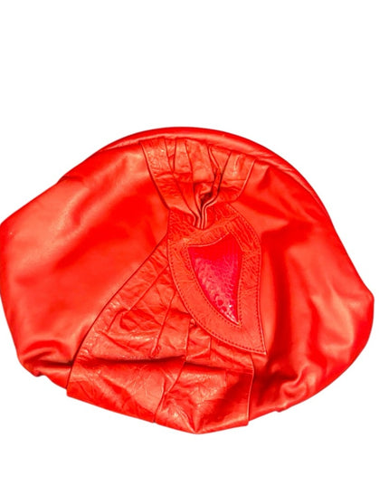 Vintage Red Leather Shoulder bag purse clutch with Heart Detail