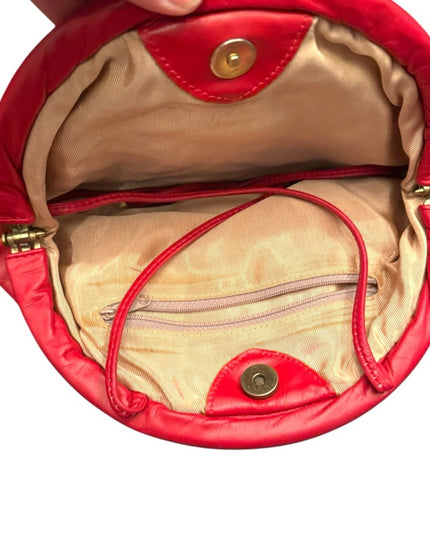 Vintage Red Leather Shoulder bag purse clutch with Heart Detail