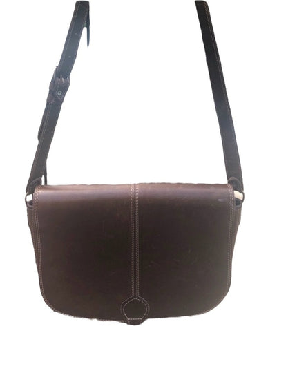 Vintage Italian made leather brown saddle bag Purse crossbody shoulder