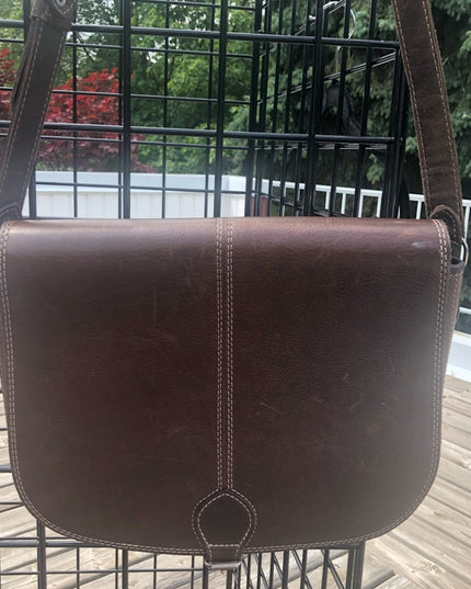 Vintage Italian made leather brown saddle bag Purse crossbody shoulder