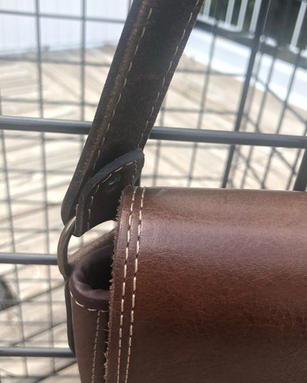 Vintage Italian made leather brown saddle bag Purse crossbody shoulder