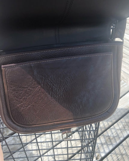 Vintage Italian made leather brown saddle bag Purse crossbody shoulder
