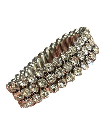 Vintage 1950s Silver finish 1950s Sparkle crystal watch band stretchy bracelet