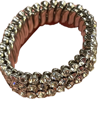 Vintage 1950s Silver finish 1950s Sparkle crystal watch band stretchy bracelet