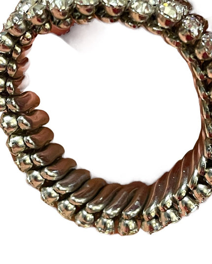 Vintage 1950s Silver finish 1950s Sparkle crystal watch band stretchy bracelet