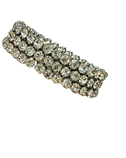 Vintage 1950s Silver finish 1950s Sparkle crystal watch band stretchy bracelet