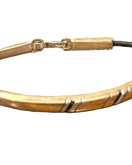 Vintage sterling silver black leather bracelet Mexico