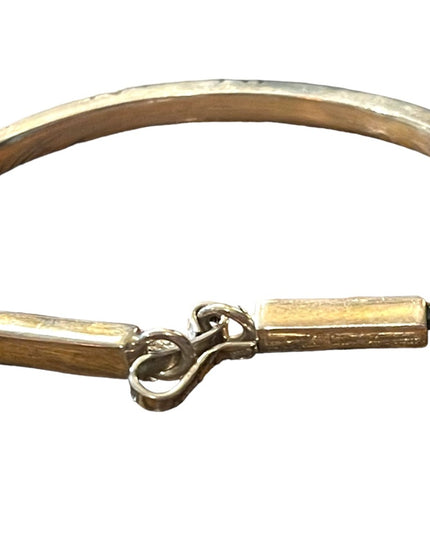 Vintage sterling silver black leather bracelet Mexico