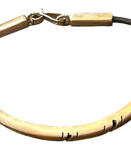 Vintage sterling silver black leather bracelet Mexico