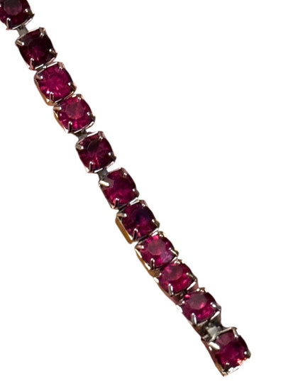 Vintage Elegant Ruby Red crystal Mid Century 1950s silver finish Bracelet