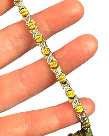 Sterling silver 925 Fancy X & O link bracelet gold plt