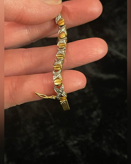 Sterling silver 925 Fancy X & O link bracelet gold plt