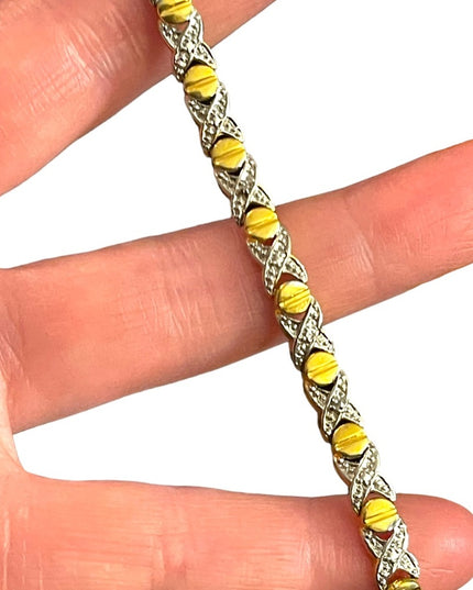 Sterling silver 925 Fancy X & O link bracelet gold plt