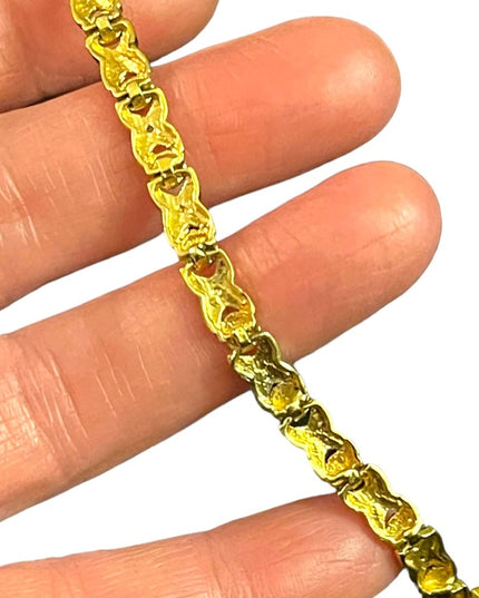 Sterling silver 925 Fancy X & O link bracelet gold plt