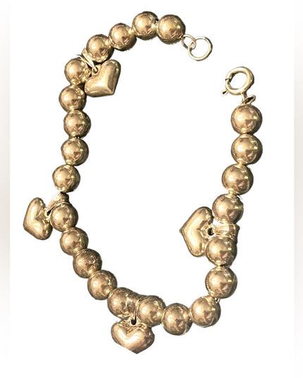 Lovely Sterling silver 925 Beaded heart high quality bracelet
