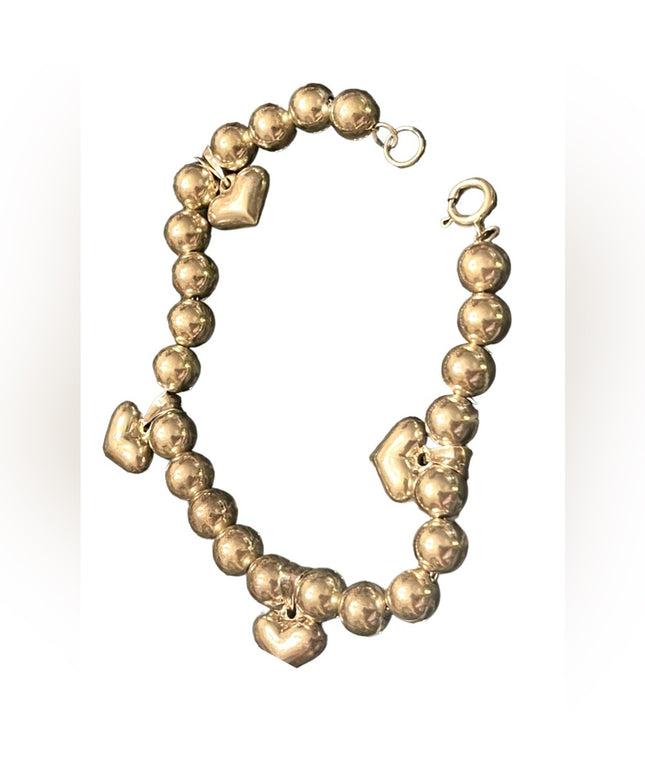 Lovely Sterling silver 925 Beaded heart high quality bracelet