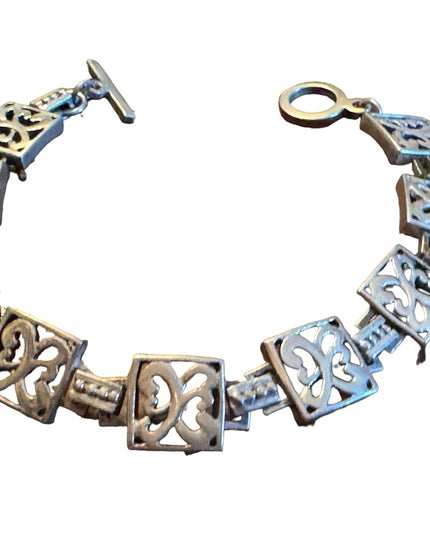 Sterling silver 925 SEZGIN square  link scrolled floral bracelet