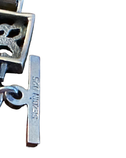 Sterling silver 925 SEZGIN square  link scrolled floral bracelet