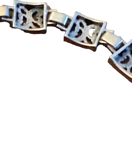 Sterling silver 925 SEZGIN square  link scrolled floral bracelet