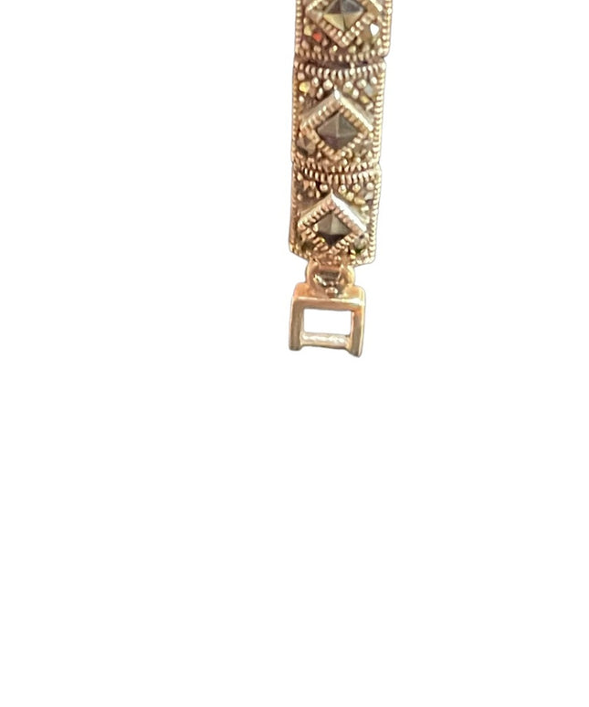 Vintage Sterling Silver Marcasite 925 fancy link bracelet