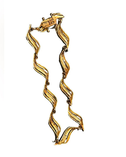 Sterling silver 925 Gold plt fancy rhinstone diamond illusion chip link bracelet