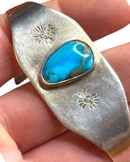 Vintage Navajo Native American sterling 925 Turquoise Silver cuff  Bracelet