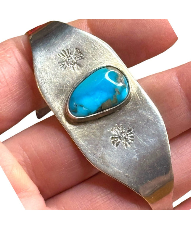 Vintage Navajo Native American sterling 925 Turquoise Silver cuff  Bracelet