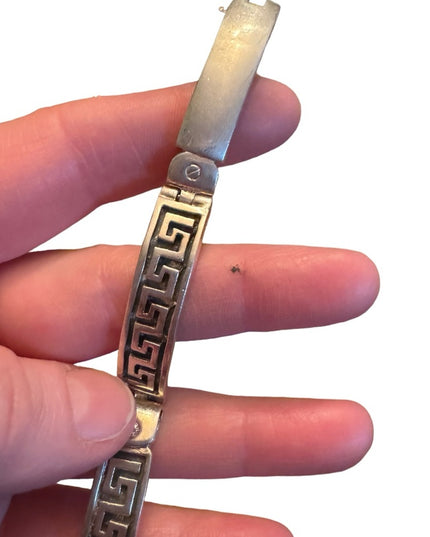 Stunning sterling silver 925 Greek Key latch bracelet ID