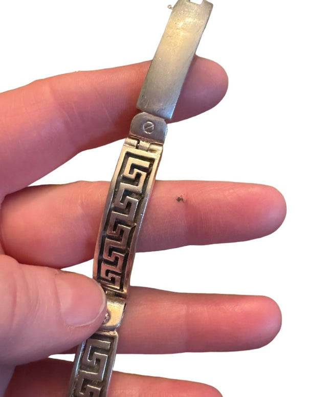 Stunning sterling silver 925 Greek Key latch bracelet ID