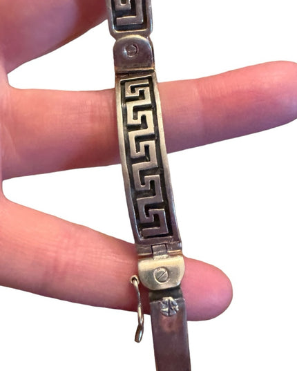 Stunning sterling silver 925 Greek Key latch bracelet ID