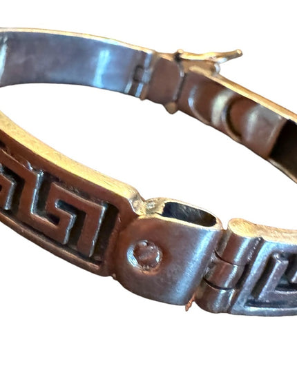 Stunning sterling silver 925 Greek Key latch bracelet ID