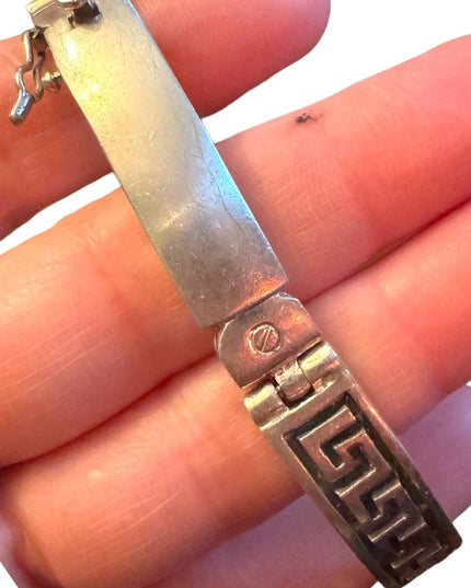 Stunning sterling silver 925 Greek Key latch bracelet ID