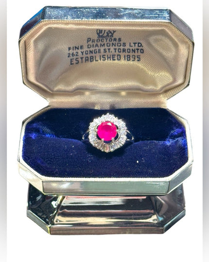 Stunning CZ and ruby fancy cluster ring sterling silver 925