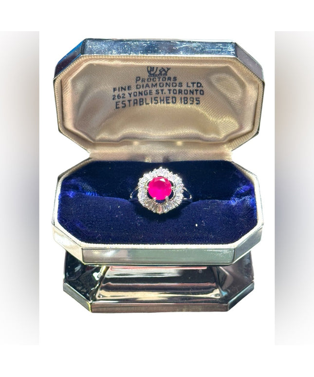 Stunning CZ and ruby fancy cluster ring sterling silver 925