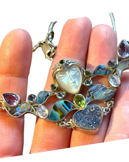 RARE Sajen 925 sterling silver 925 Gemstone fancy goddess necklace