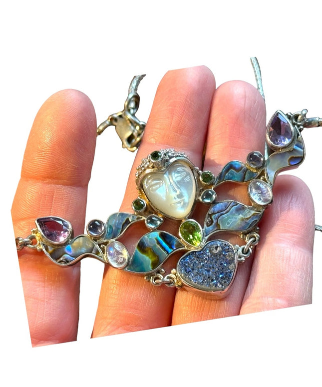RARE Sajen 925 sterling silver 925 Gemstone fancy goddess necklace