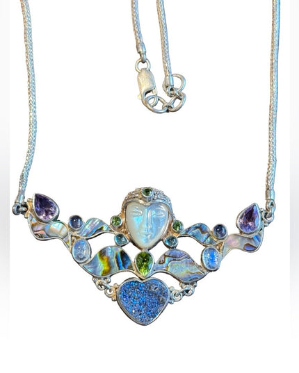 RARE Sajen 925 sterling silver 925 Gemstone fancy goddess necklace