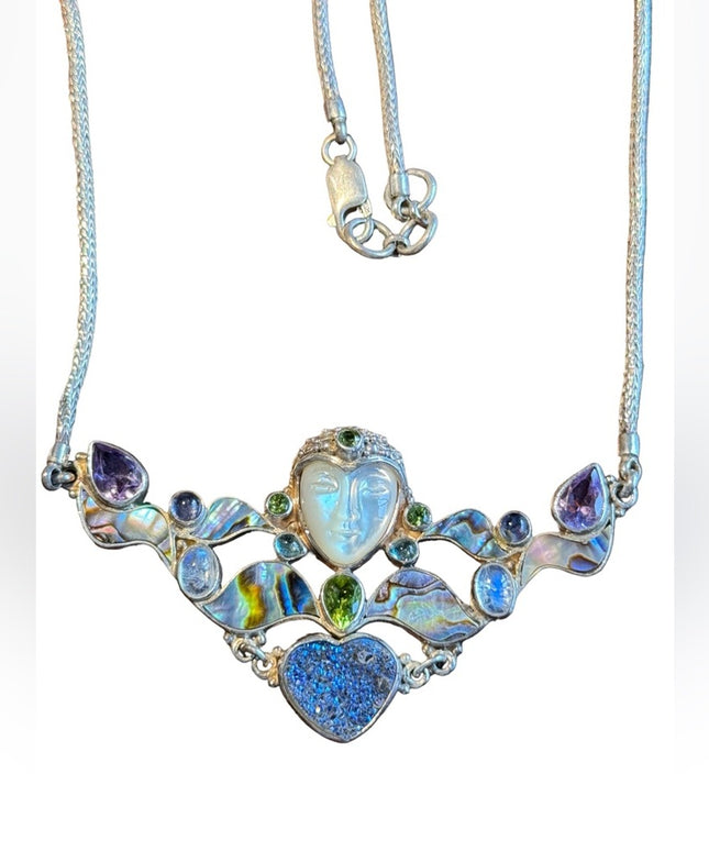 RARE Sajen 925 sterling silver 925 Gemstone fancy goddess necklace