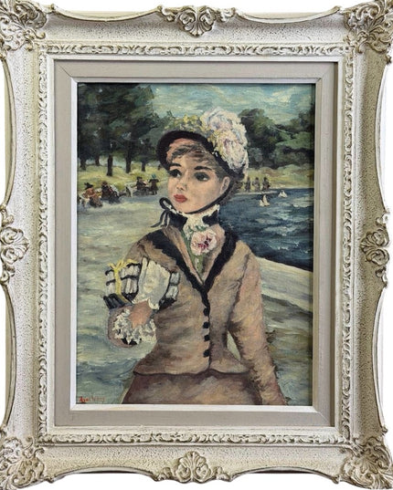 Vintage 1968 Signed Oil on Board HuldahJeffe Inspired French Girl