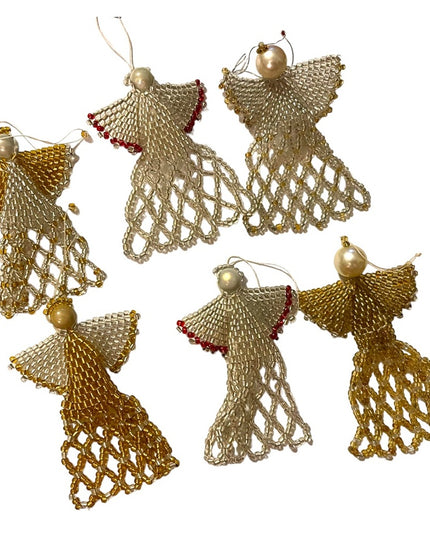 LOT Vintage Hand made beaded Angel Tree ornaments Christmas present toppers