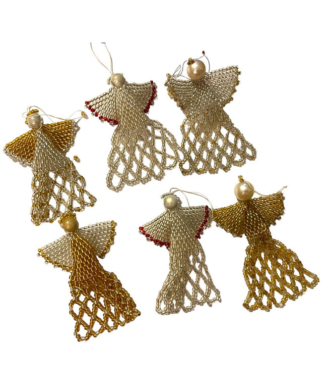 LOT Vintage Hand made beaded Angel Tree ornaments Christmas present toppers