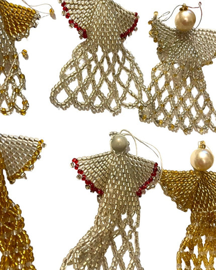 LOT Vintage Hand made beaded Angel Tree ornaments Christmas present toppers