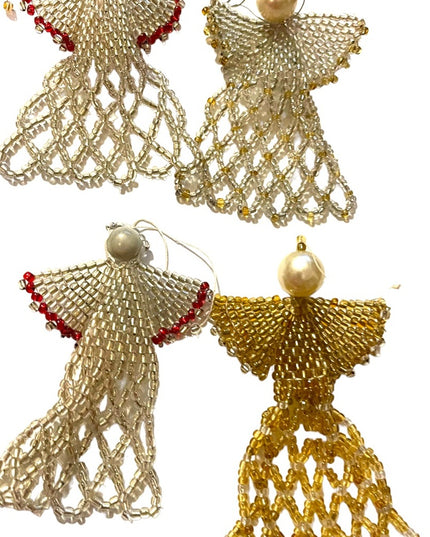 LOT Vintage Hand made beaded Angel Tree ornaments Christmas present toppers