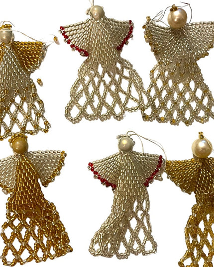 LOT Vintage Hand made beaded Angel Tree ornaments Christmas present toppers