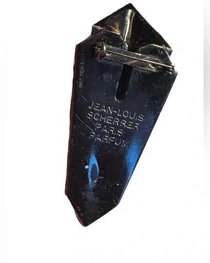Antique Jean Louis Scherrer Broche Paris Parfum Porte Fleur art deco plastique noir