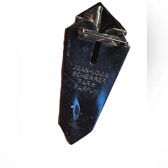 Antique Jean Louis Scherrer Broche Paris Parfum Porte Fleur art deco plastique noir